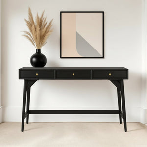 Alpine Furniture Alpine Flynn 2-Drawer Mini Desk — Compact Mahogany Workstation with Felt-Lined Storage & Smooth Glides 52"W x 24"D x 30"H 966BLK-96