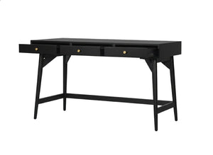 Alpine Furniture Alpine Flynn 2-Drawer Mini Desk — Compact Mahogany Workstation with Felt-Lined Storage & Smooth Glides 52"W x 24"D x 30"H 966BLK-96