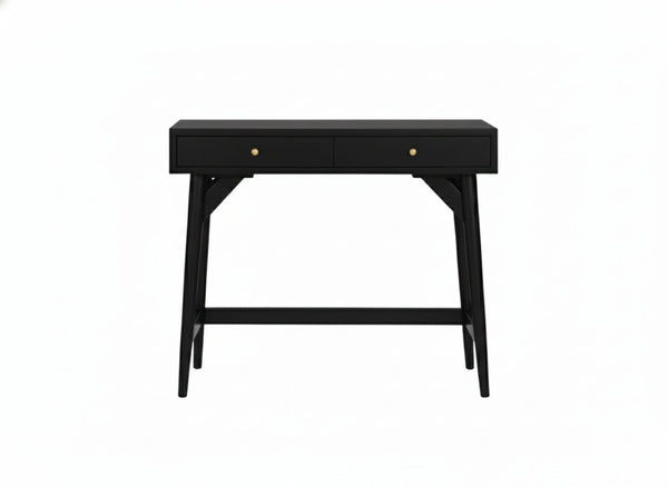Alpine Furniture Alpine Flynn 2-Drawer Mini Desk — Compact Mahogany Workstation with Felt-Lined Storage & Smooth Glides 36"W x 20"D x 30"H 966BLK-95