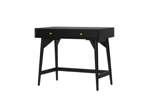 Alpine Furniture Alpine Flynn 2-Drawer Mini Desk — Compact Mahogany Workstation with Felt-Lined Storage & Smooth Glides 36"W x 20"D x 30"H 966BLK-95
