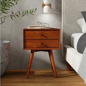 Flynn Mid-century Modern Nightstand Tapered Legs Dovetail Drawer Compact Bedside Storage