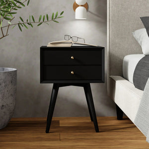 Flynn Mid-century Modern Nightstand Tapered Legs Dovetail Drawer Compact Bedside Storage