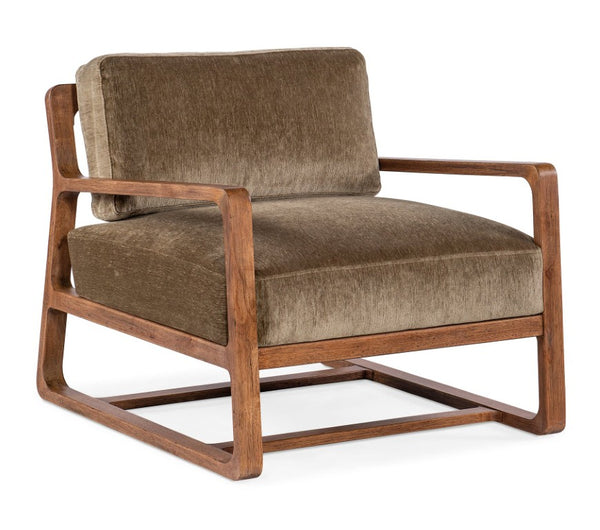 Hooker Furniture Moraine Accent Chair With Vintage Natural Wood Frame, Distressed Scandinavian Modern Comfort Seat Medium Brown CC585-420