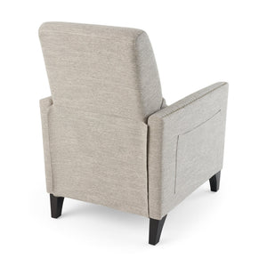 English Elm Pushback Recliner Accent Chair Solid Birch Frame Rivet Detail Mid-century Living Room Seat Light Grey 65532.00LGRY