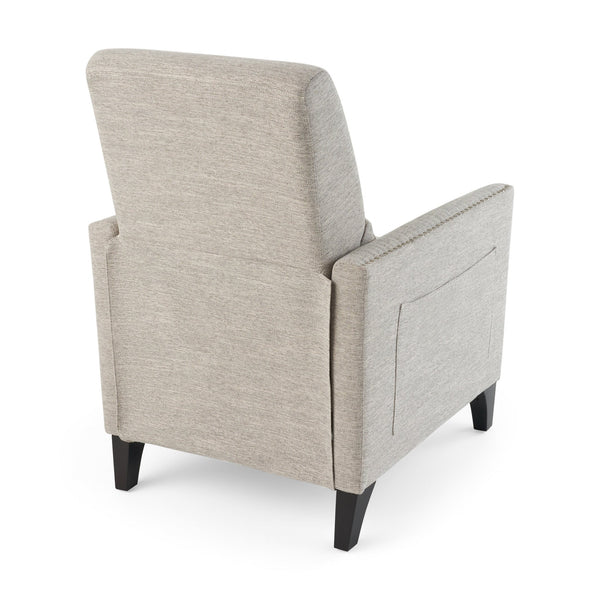 English Elm Pushback Recliner Accent Chair Solid Birch Frame Rivet Detail Mid-century Living Room Seat Light Grey 65532.00LGRY