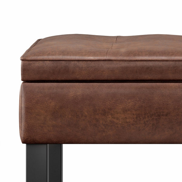 English Elm Cosmopolitan - Versatile Storage Ottoman Bench In Distressed Brown Faux Leather For Any Room Decor B136P158562