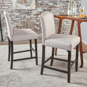 English Elm Markson Nail Head Trim Counter Stools Set of Two Upholstered Hardwood Frame Espresso 62369.00WHT