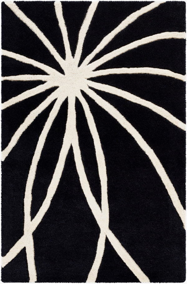 Livabliss Forum Hand Tufted Wool Area Rug with High Low Texture for Living and Dining Rooms Black, Cream 2' x 3' FM7072-23