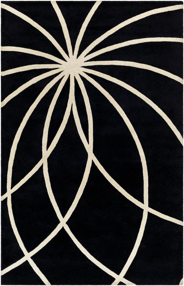 Livabliss Forum Hand Tufted Wool Area Rug with High Low Texture for Living and Dining Rooms Black, Cream 5' x 8' FM7072-58