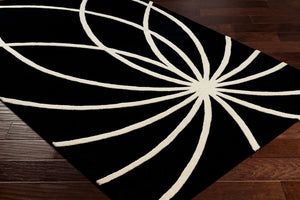 Livabliss Forum Hand Tufted Wool Area Rug with High Low Texture for Living and Dining Rooms Black, Cream 6' x 6' Round FM7072-6RD