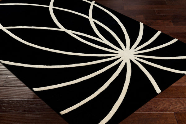 Livabliss Forum Hand Tufted Wool Area Rug with High Low Texture for Living and Dining Rooms Black, Cream 6' x 6' Round FM7072-6RD