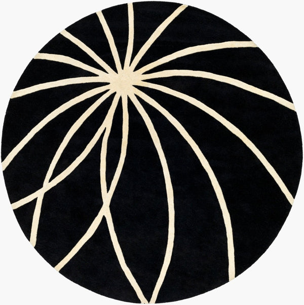 Livabliss Forum Hand Tufted Wool Area Rug with High Low Texture for Living and Dining Rooms Black, Cream 6' x 6' Round FM7072-6RD