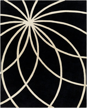 Livabliss Forum Hand Tufted Wool Area Rug with High Low Texture for Living and Dining Rooms Black, Cream 7'6" x 9'6" FM7072-7696