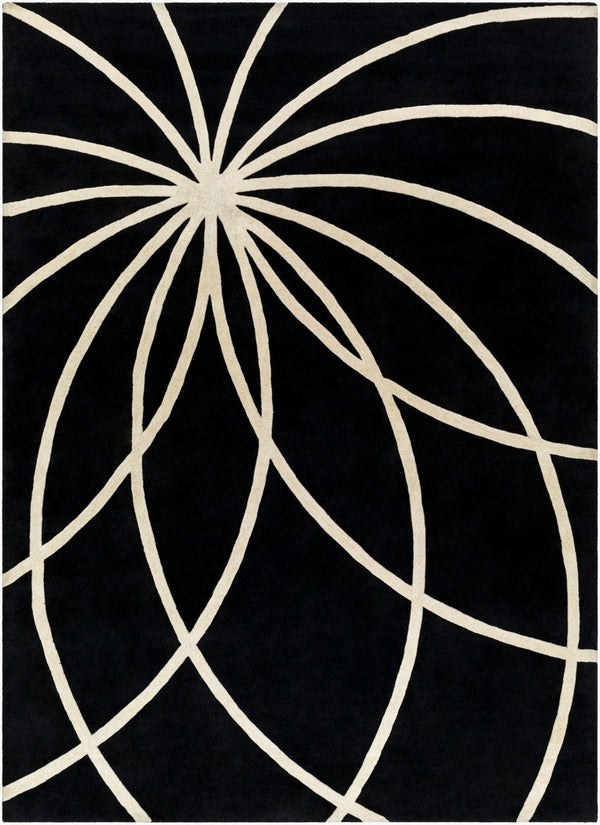 Livabliss Forum Hand Tufted Wool Area Rug with High Low Texture for Living and Dining Rooms Black, Cream 8' x 11' FM7072-811