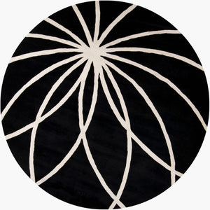 Livabliss Forum Hand Tufted Wool Area Rug with High Low Texture for Living and Dining Rooms Black, Cream 8' x 8' Round FM7072-8RD
