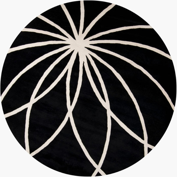 Livabliss Forum Hand Tufted Wool Area Rug with High Low Texture for Living and Dining Rooms Black, Cream 8' x 8' Round FM7072-8RD