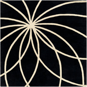Livabliss Forum Hand Tufted Wool Area Rug with High Low Texture for Living and Dining Rooms Black, Cream 4' x 4' Square FM7072-4SQ