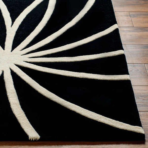 Livabliss Forum Hand Tufted Wool Area Rug with High Low Texture for Living and Dining Rooms Black, Cream 6' x 6' Round FM7072-6RD