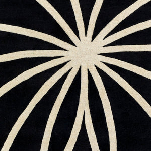 Livabliss Forum Hand Tufted Wool Area Rug with High Low Texture for Living and Dining Rooms Black, Cream 6' x 6' Round FM7072-6RD