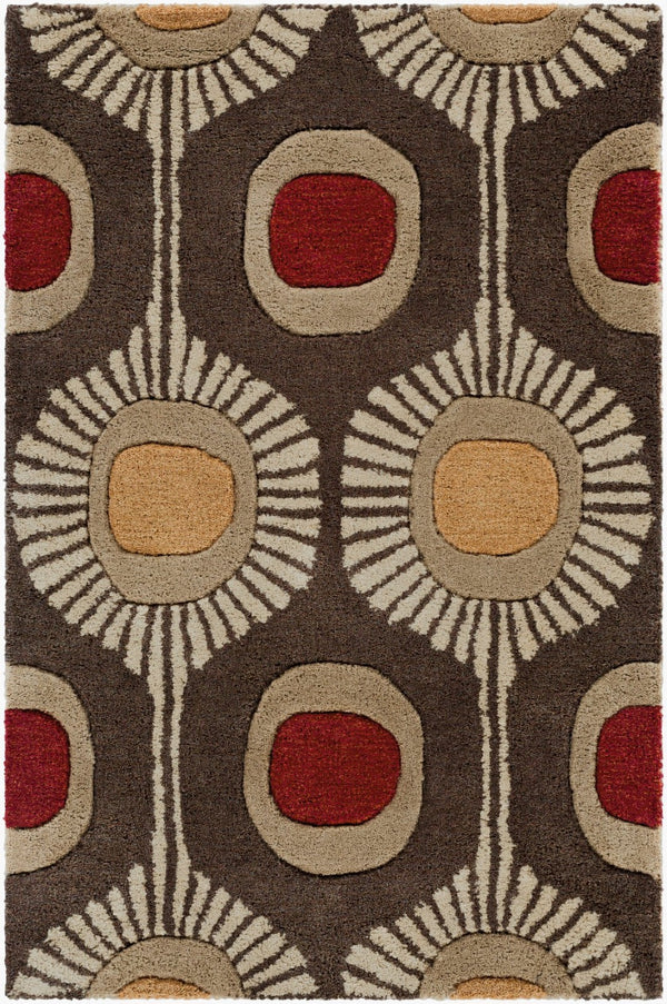 Livabliss Forum Hand Tufted Wool Area Rug High Low Pile Texture for Living Dining Spaces Dark Brown, Tan 2' x 3' FM7170-23