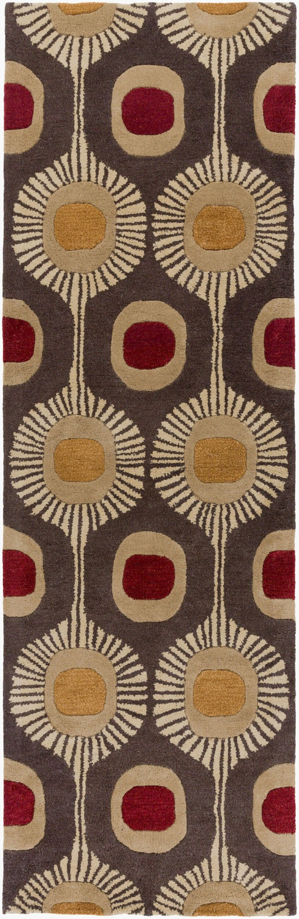 Livabliss Forum Hand Tufted Wool Area Rug High Low Pile Texture for Living Dining Spaces Dark Brown, Tan 2'6" x 8' FM7170-268
