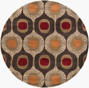 Livabliss Forum Hand Tufted Wool Area Rug High Low Pile Texture for Living Dining Spaces Dark Brown, Tan 9'9" x 9'9" Round FM7170-99RD