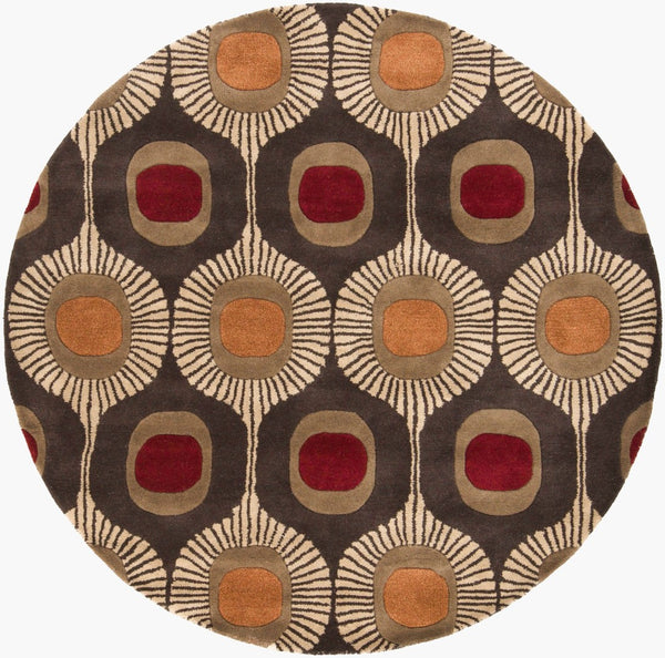 Livabliss Forum Hand Tufted Wool Area Rug High Low Pile Texture for Living Dining Spaces Dark Brown, Tan 9'9" x 9'9" Round FM7170-99RD