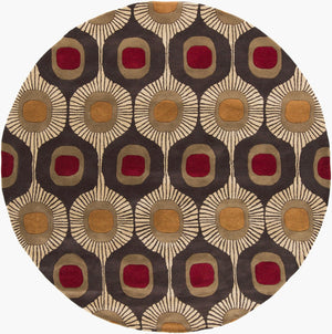 Livabliss Forum Hand Tufted Wool Area Rug High Low Pile Texture for Living Dining Spaces Dark Brown, Tan 8' x 8' Round FM7170-8RD