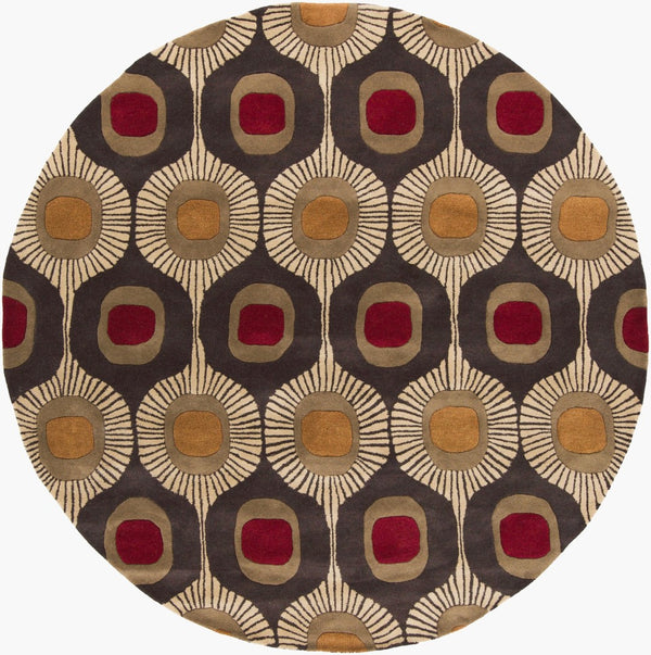 Livabliss Forum Hand Tufted Wool Area Rug High Low Pile Texture for Living Dining Spaces Dark Brown, Tan 8' x 8' Round FM7170-8RD