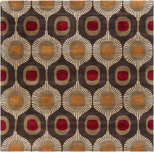 Livabliss Forum Hand Tufted Wool Area Rug High Low Pile Texture for Living Dining Spaces Dark Brown, Tan 9'9" x 9'9" Square FM7170-99SQ