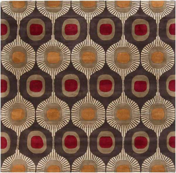 Livabliss Forum Hand Tufted Wool Area Rug High Low Pile Texture for Living Dining Spaces Dark Brown, Tan 9'9" x 9'9" Square FM7170-99SQ