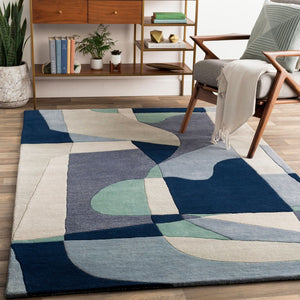 Livabliss Forum Fm-7195 Hand Tufted Wool Area Rug High Low Pile for Large Living Rooms Dusty Sage, Nav 8' x 11' FM7195-811