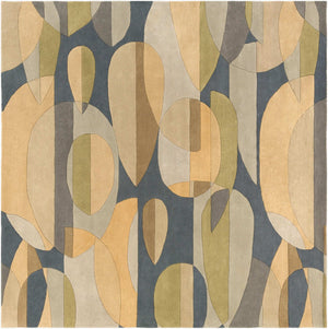 Surya Forum Fm-7007 8' X 8' Hand Tufted Wool Rug - Modern Decor, Medium Pile, Affordable Luxury, India Made Deep Teal Wool Fm7197-99sq