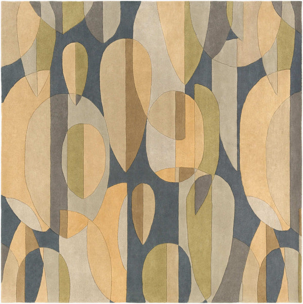 Surya Forum Fm-7007 8' X 8' Hand Tufted Wool Rug - Modern Decor, Medium Pile, Affordable Luxury, India Made Deep Teal Wool Fm7197-99sq