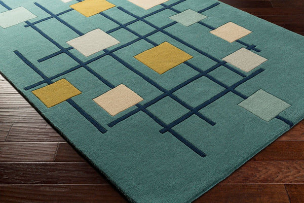Livabliss Forum Hand Tufted Wool Area Rug with High Low Pile for Living or Dining Rooms Sage, Dark Blue 12' x 15' FM7201-1215