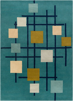 Livabliss Forum Hand Tufted Wool Area Rug with High Low Pile for Living or Dining Rooms Sage, Dark Blue 8' x 11' FM7201-811