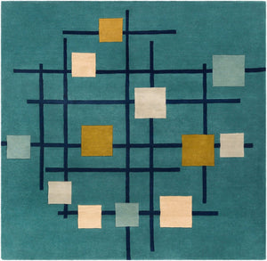 Livabliss Forum Hand Tufted Wool Area Rug with High Low Pile for Living or Dining Rooms Sage, Dark Blue 9'9" x 9'9" Square FM7201-99SQ