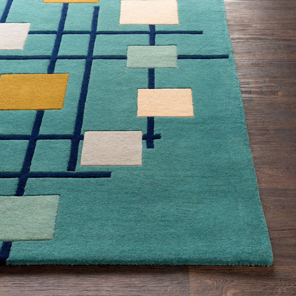 Livabliss Forum Hand Tufted Wool Area Rug with High Low Pile for Living or Dining Rooms Sage, Dark Blue 12' x 15' FM7201-1215