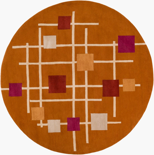 Surya Forum Fm-7007 8' X 8' Hand Tufted Wool Rug - Modern Decor, Medium Pile, Affordable Luxury, India Made Rust Wool Fm7202-8rd