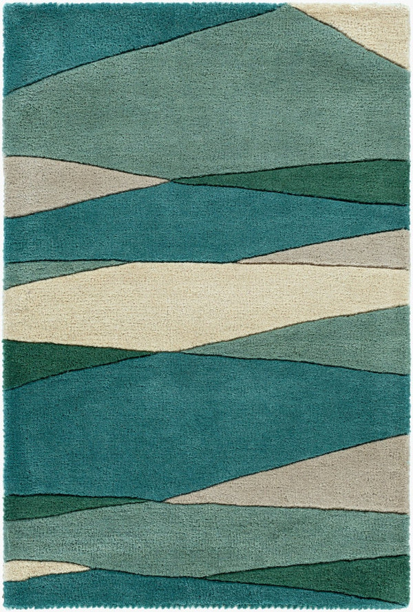 Livabliss Forum Hand Tufted Wool Area Rug High Low Pile Artisan Crafted Living Room Accent Seafoam, Dark G 2' x 3' FM7204-23