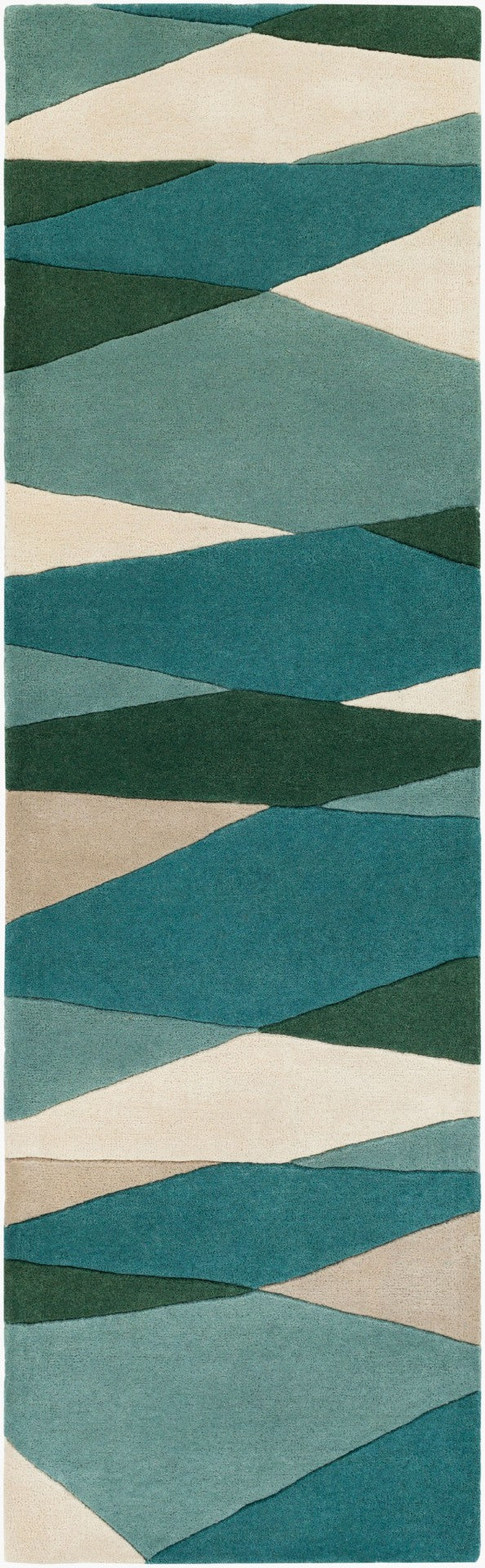 Livabliss Forum Hand Tufted Wool Area Rug High Low Pile Artisan Crafted Living Room Accent Seafoam, Dark G 3' x 12' FM7204-312