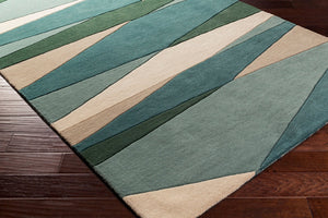 Livabliss Forum Hand Tufted Wool Area Rug High Low Pile Artisan Crafted Living Room Accent Seafoam, Dark G 6' x 6' Square FM7204-6SQ
