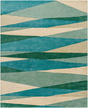 Livabliss Forum Hand Tufted Wool Area Rug High Low Pile Artisan Crafted Living Room Accent Seafoam, Dark G 7'6" x 9'6" FM7204-7696