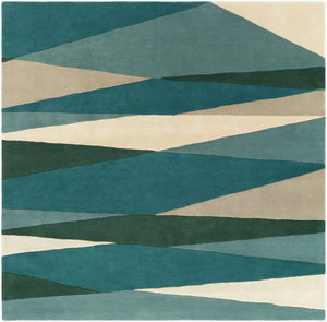 Livabliss Forum Hand Tufted Wool Area Rug High Low Pile Artisan Crafted Living Room Accent Seafoam, Dark G 6' x 6' Square FM7204-6SQ