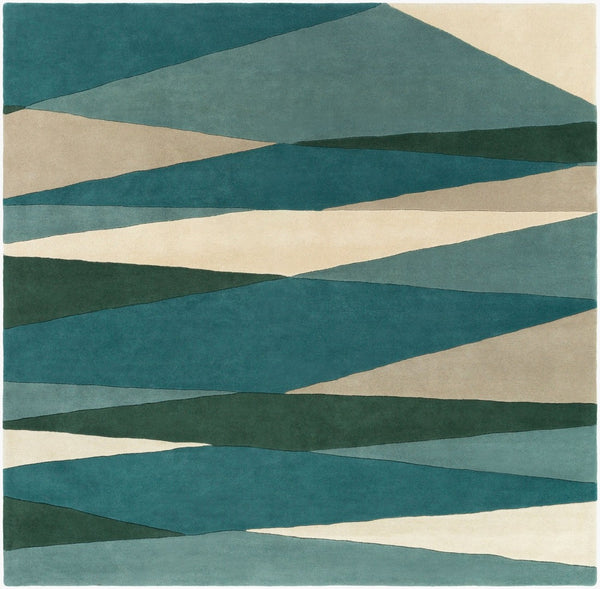 Livabliss Forum Hand Tufted Wool Area Rug High Low Pile Artisan Crafted Living Room Accent Seafoam, Dark G 6' x 6' Square FM7204-6SQ