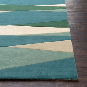 Livabliss Forum Hand Tufted Wool Area Rug High Low Pile Artisan Crafted Living Room Accent Seafoam, Dark G 6' x 6' Square FM7204-6SQ