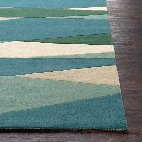 Livabliss Forum Hand Tufted Wool Area Rug High Low Pile Artisan Crafted Living Room Accent Seafoam, Dark G 6' x 6' Square FM7204-6SQ
