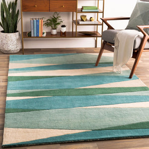 Livabliss Forum Hand Tufted Wool Area Rug High Low Pile Artisan Crafted Living Room Accent Seafoam, Dark G 6' x 6' Square FM7204-6SQ