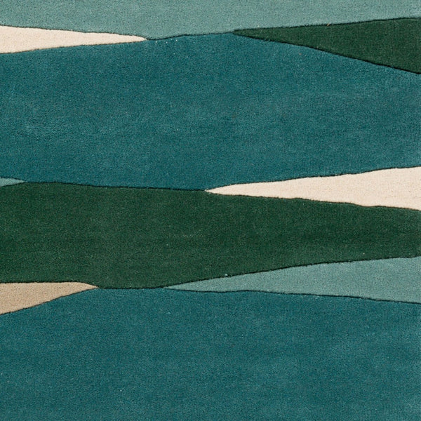 Livabliss Forum Hand Tufted Wool Area Rug High Low Pile Artisan Crafted Living Room Accent Seafoam, Dark G 6' x 6' Square FM7204-6SQ