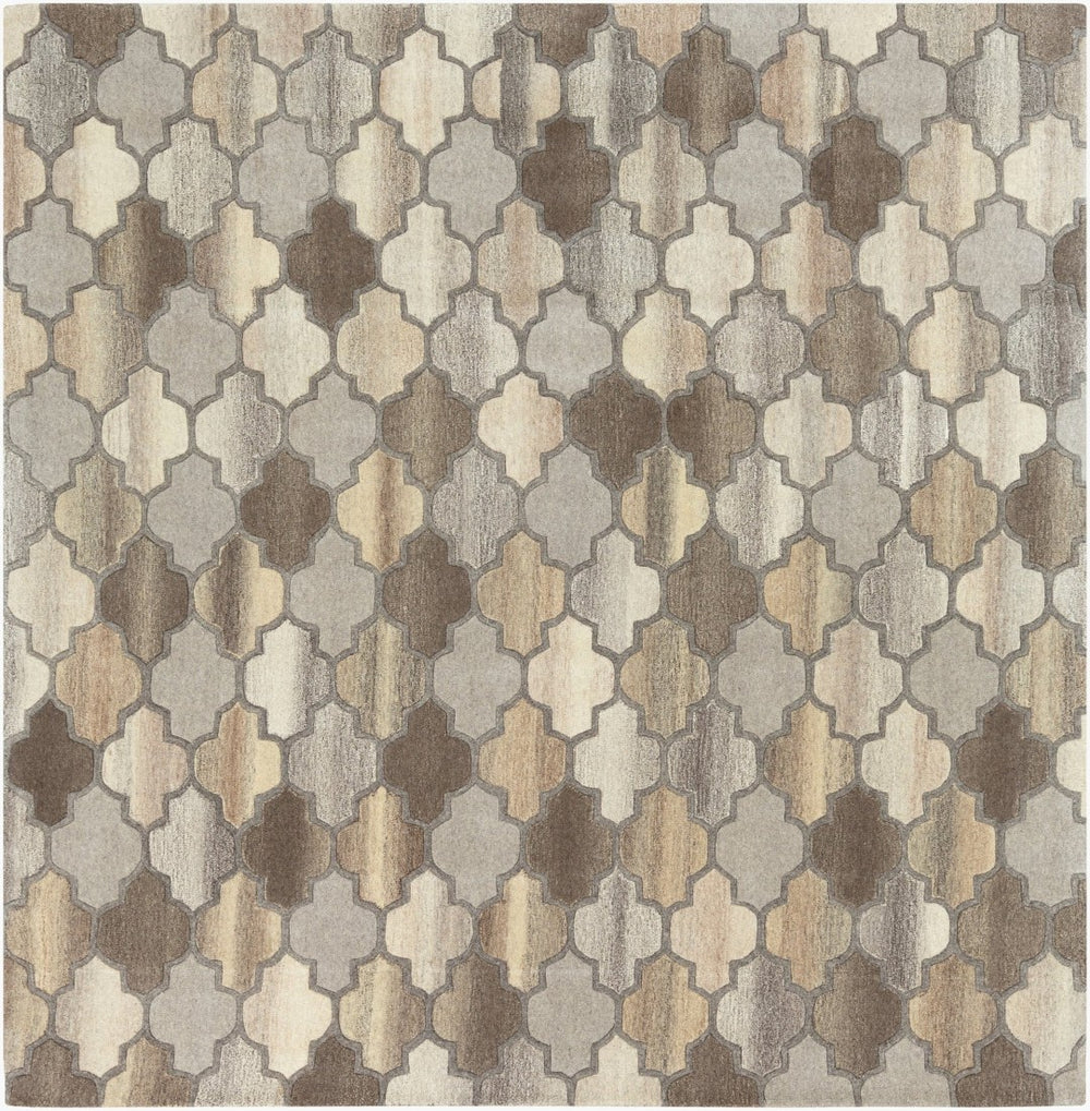 Livabliss Forum Hand-tufted Wool Area Rug High-low Pile Cottage Accent for Bedroom or Entryway Charcoal, Taupe 4' x 4' FM7208-4SQ